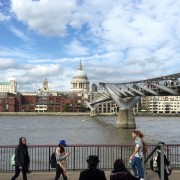 a view of the Millennium Bridge - and steampunks
