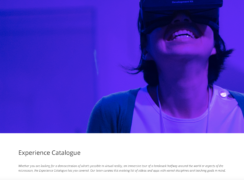 Experience Catalogue landing page explains the resource up front